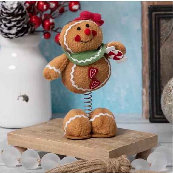 Source Unknown Other - Gingerbread Woman Festive Red Bow Springy - NWT